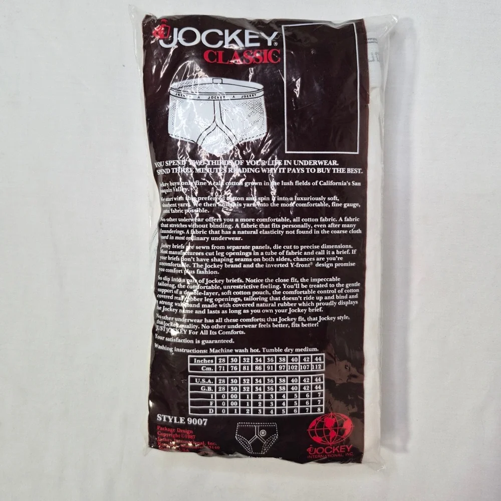 Jockey Classic‎ Brief Mens 44 White 3-Pack Inverted Y Front Vintage 1987 USA